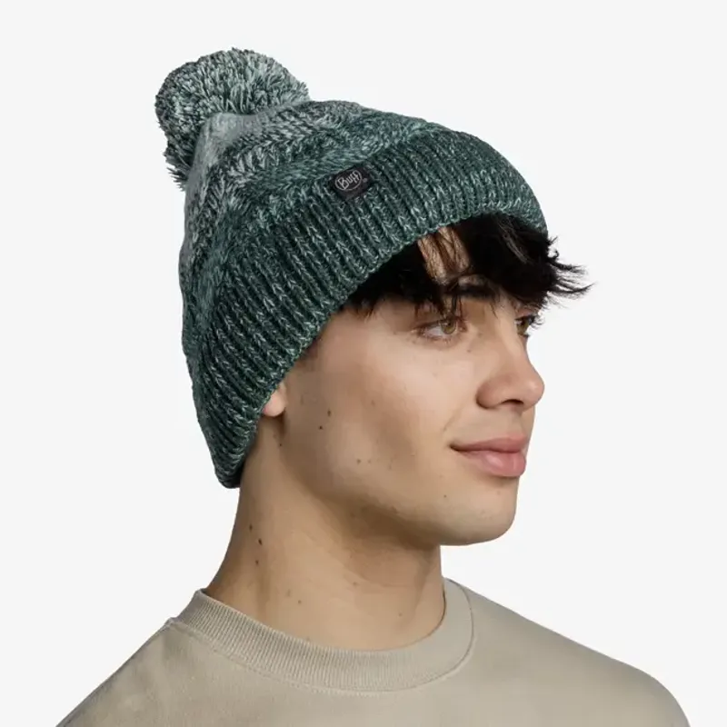 Buff Knitted and Fleece Beanie in Masha Silversage-1