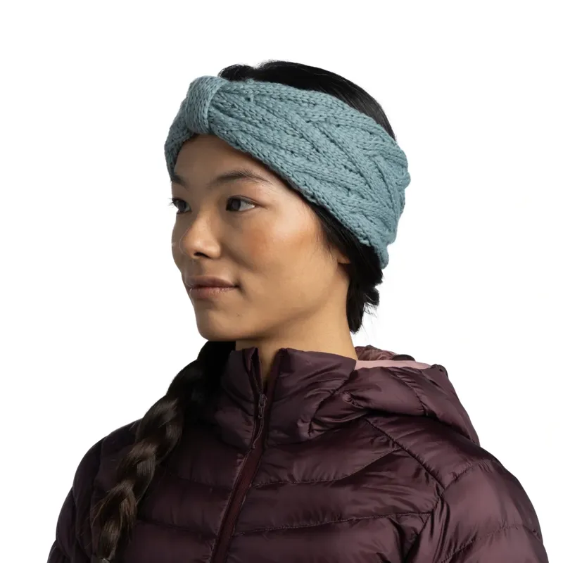Buff Knitted Headband Caryn in Blue Glass-3