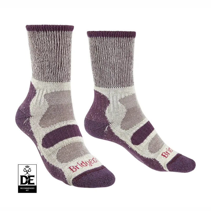 Bridgedale Hike Lightweight Cotton Boot Womens Socks in Plum