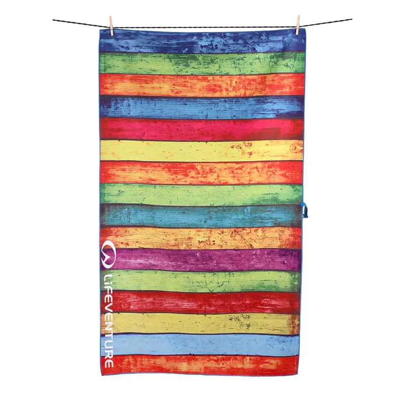 Lifeventure Recycled SoftFibre Giant Trek Towel in Striped Planks-1