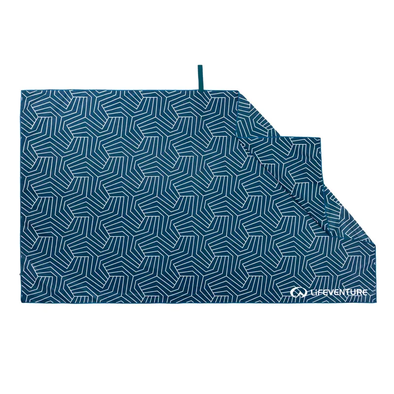 Lifeventure Recycled SoftFibre Trek Towel Giant in Geometric Navy-2