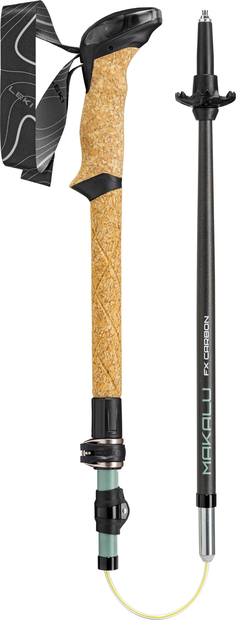 Leki Makalu FX Carbon Compact in Natural Carbon/Grey Green/White