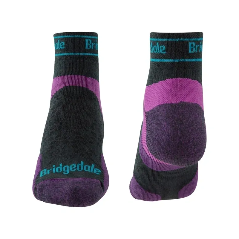 Bridgedale Trail Run Ultralight T2 Merino Low Womens in CharcoalPurple-1