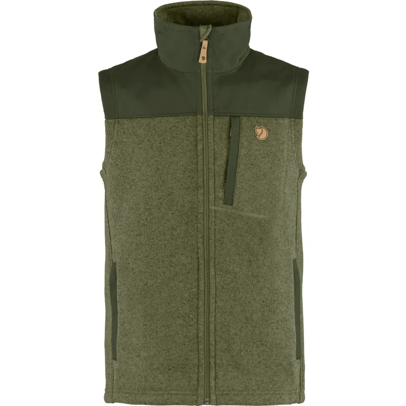 Fjallraven Buck Fleece Vest Mens in Laurel Green/Deep Forest