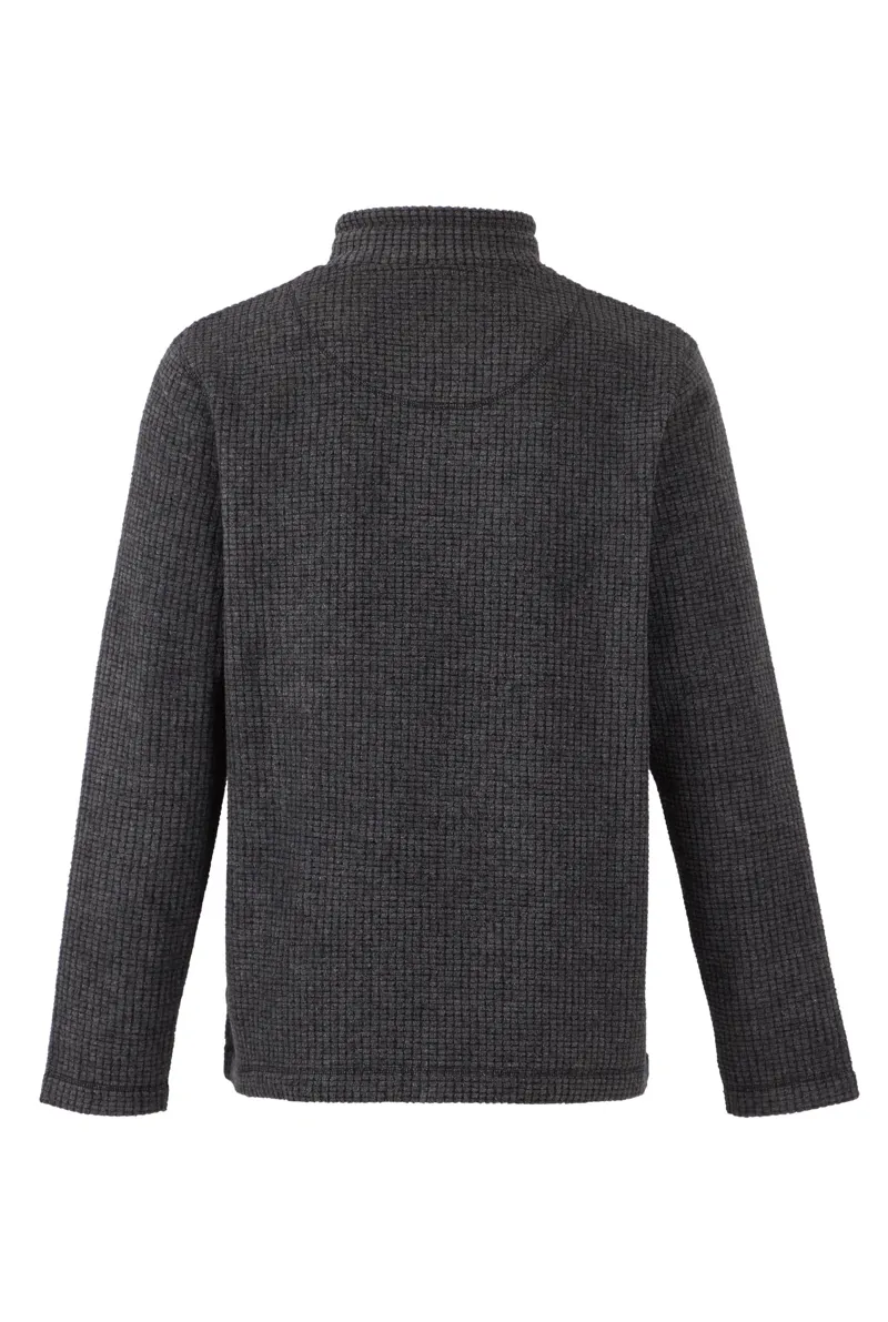 Weird Fish Newark Eco Recycled 1/4 Zip Grid Fleece Mens in Washed Black-1