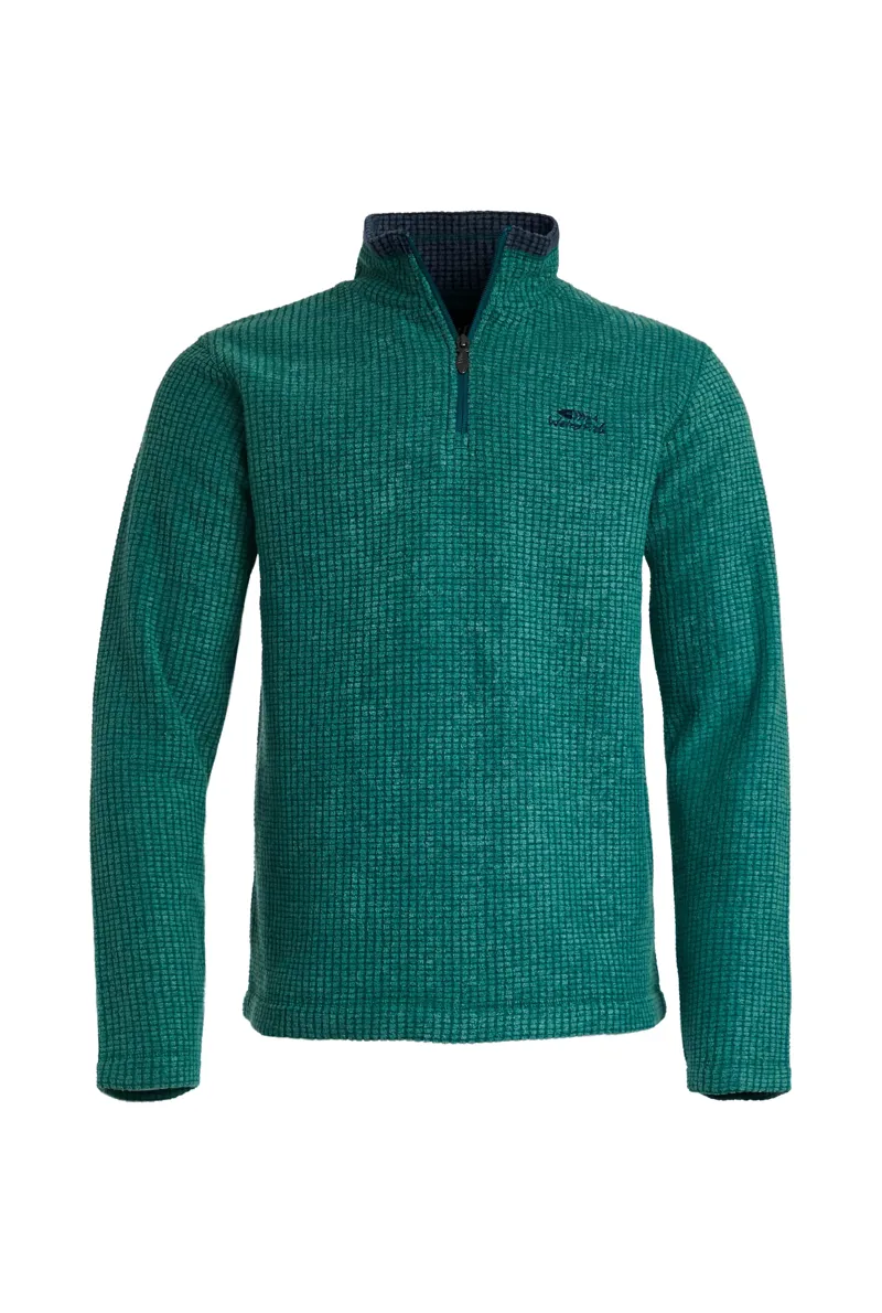 Weird Fish Newark Eco 1/4 Zip Grid Fleece Mens in Evergreen - 5XL