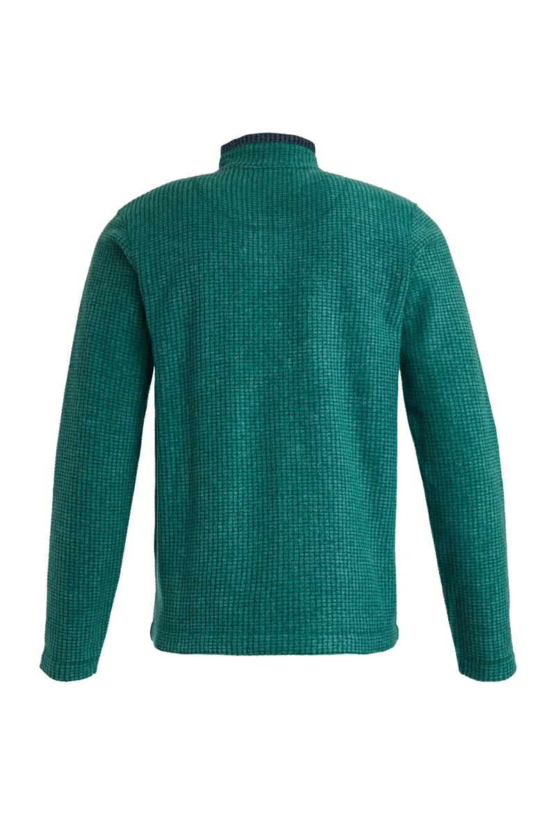 Weird Fish Newark Eco 1/4 Zip Grid Fleece Mens in Evergreen - 5XL-1