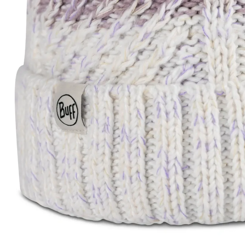 Buff Knitted and Fleece Band Hat in Akna Whisper-3
