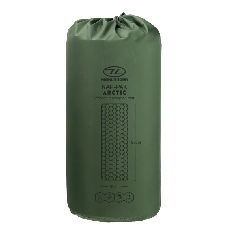Highlander Nap-Pak Arctic R11 Inflatable Sleeping Mat in Olive Greeb-7
