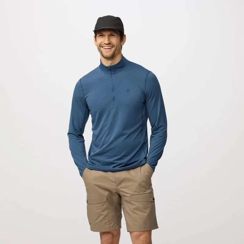 Fjallraven Abisko Day Hike Half Zip Mens in Indigo Blue-2