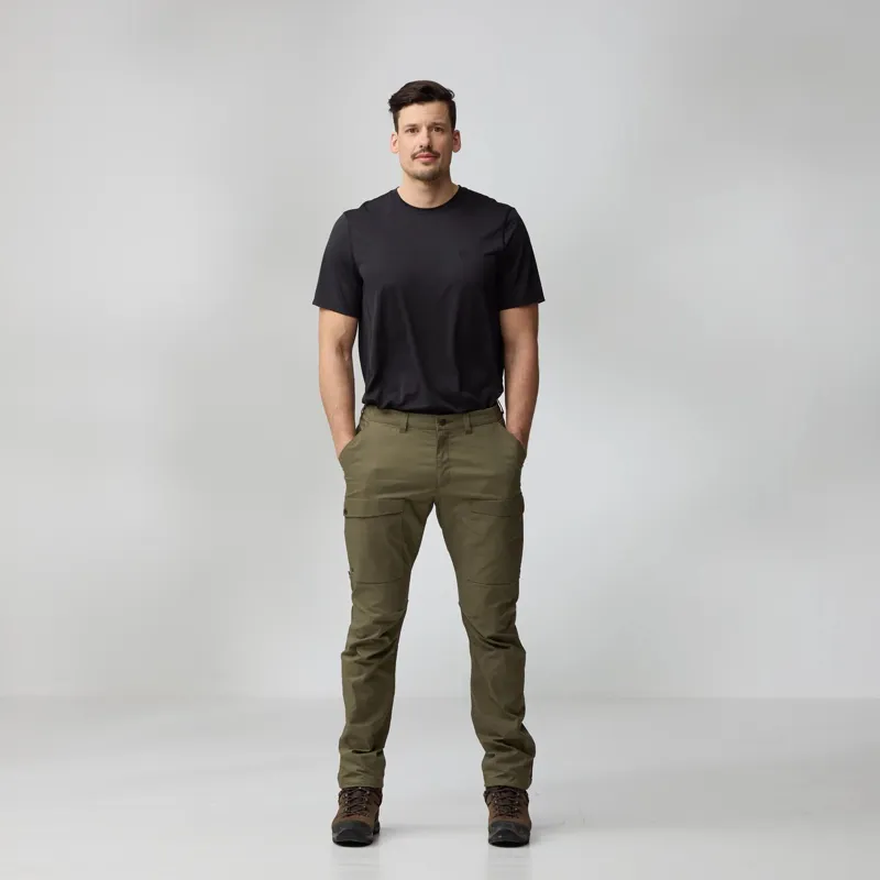 Fjallraven Abisko Hybrid Trail Trousers Mens in Laurel Green-2