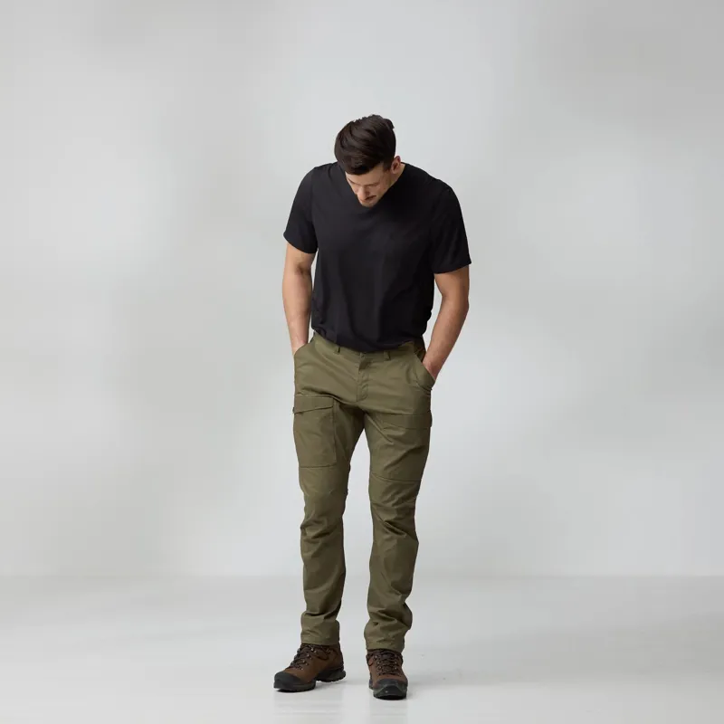 Fjallraven Abisko Hybrid Trail Trousers Mens in Laurel Green-10