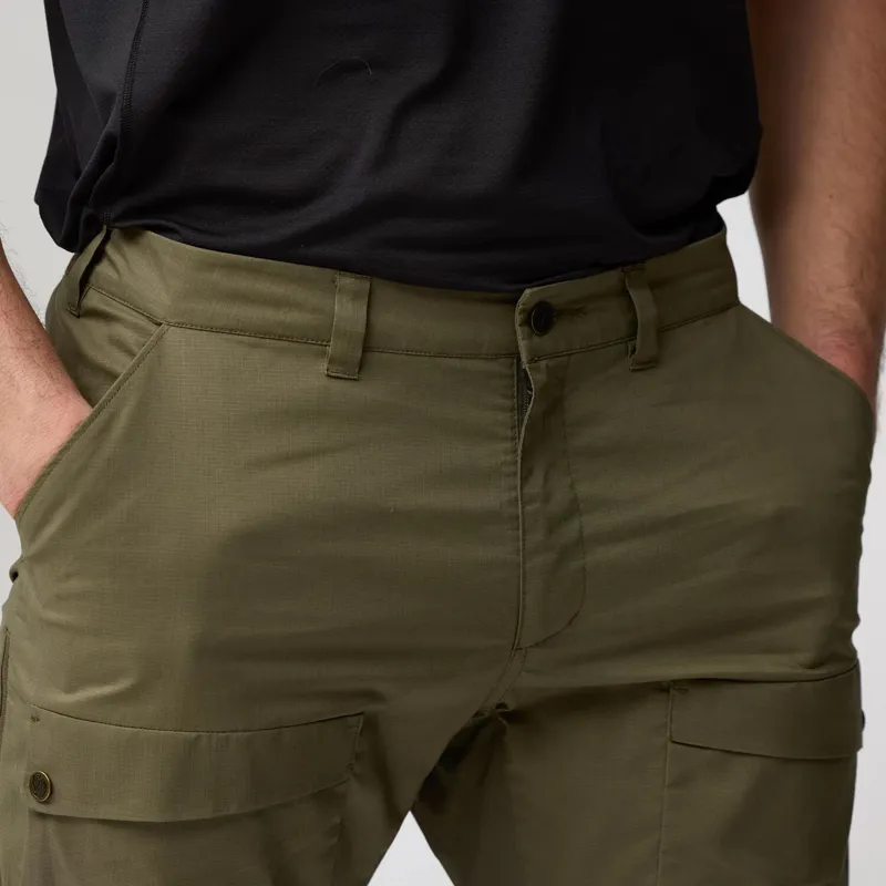 Fjallraven Abisko Hybrid Trail Trousers Mens in Laurel Green-11