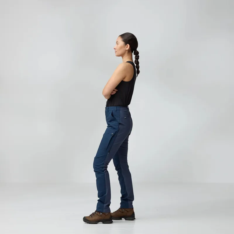 Fjallraven Abisko Hybrid Trail Trousers Womens in Laurel Green-4