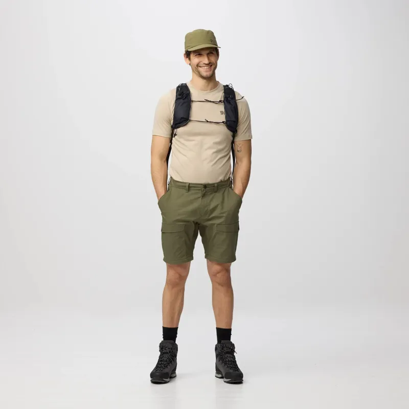 Fjallraven Abisko Hybrid Trail Trousers Zip Off Mens in Laurel Green-7