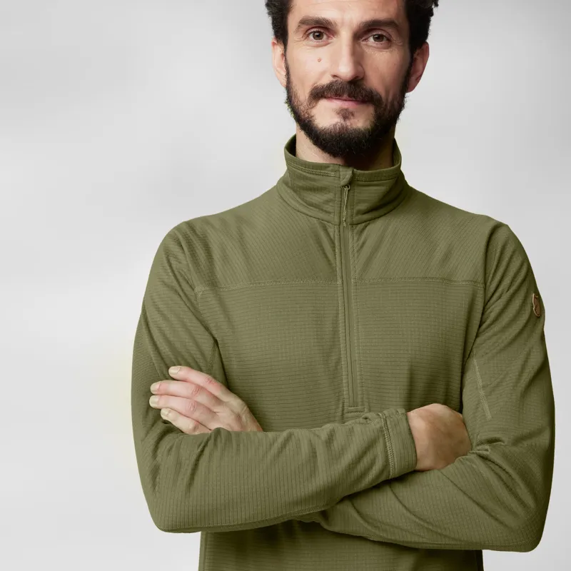 Fjallraven Abisko Lite Fleece Half Zip Mens in Dark Navy-4
