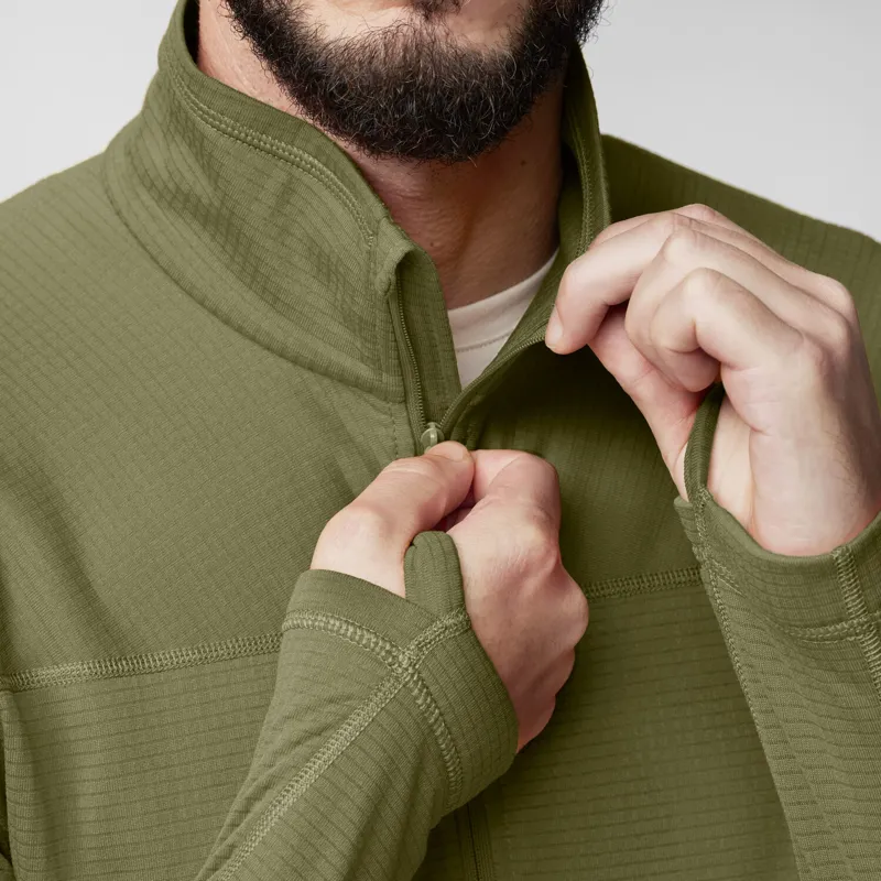 Fjallraven Abisko Lite Fleece Half Zip Mens in Dark Navy-5