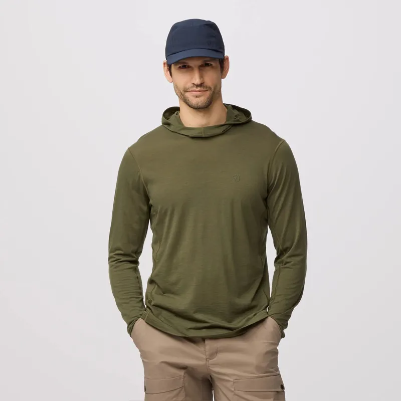 Fjallraven Abisko Wool Hoodie Mens in Laurel Green-3
