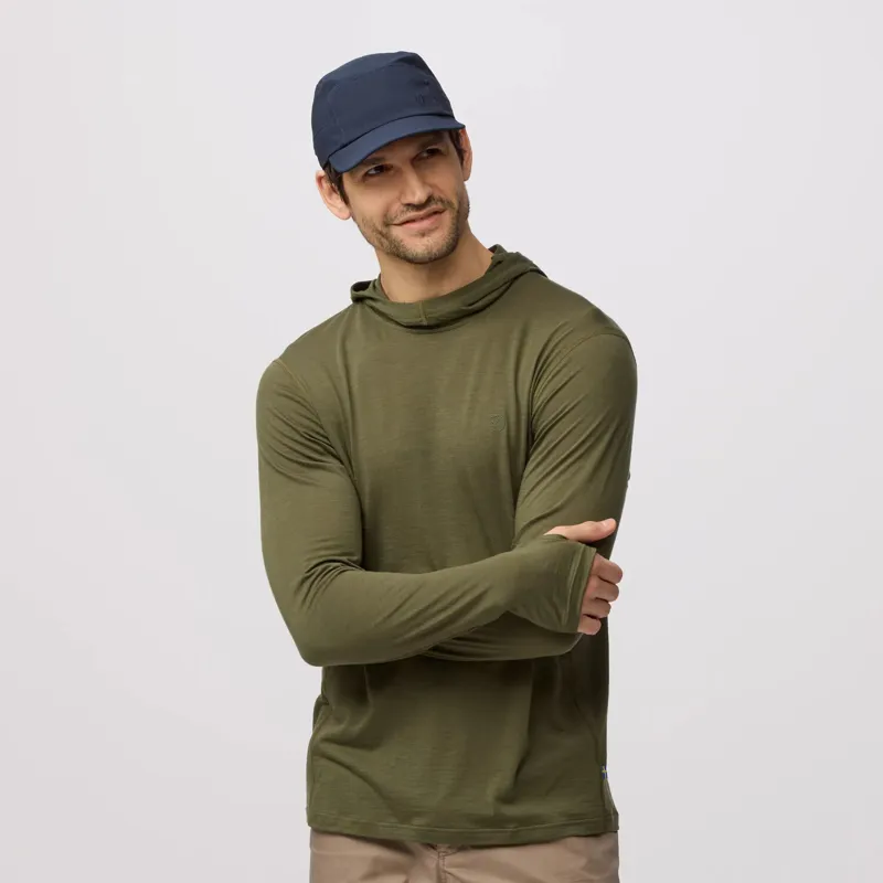 Fjallraven Abisko Wool Hoodie Mens in Laurel Green-2
