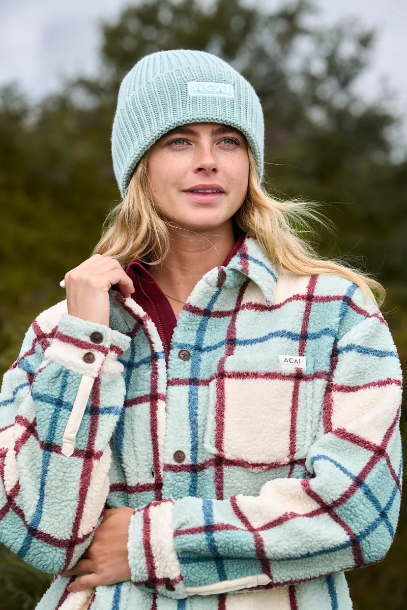 Acai Merino Wool Beanie Womens in Sea Foam