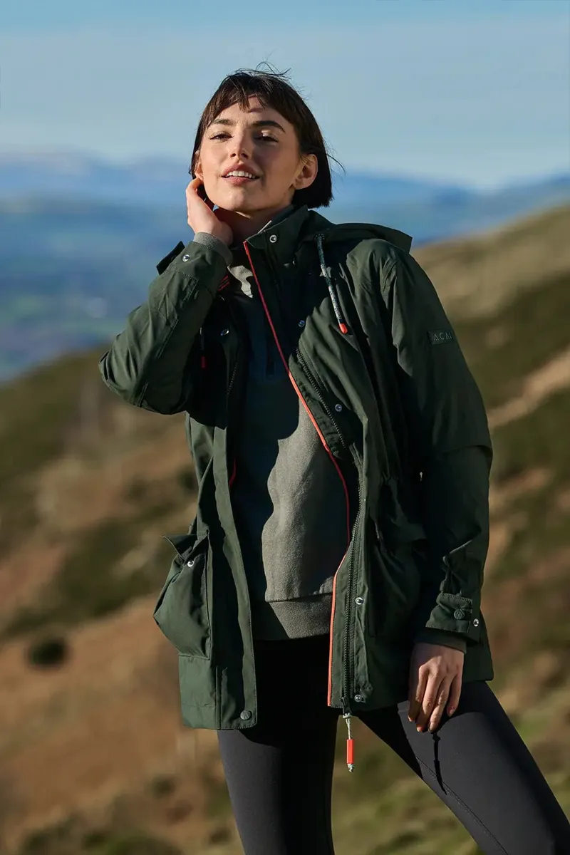 Acai River Waterproof Jacket Womens in Deep Khaki-5