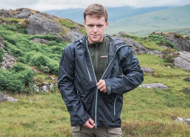 Paramo Bentu Windproof Jacket Men's in Dark Grey/Cumin Zips-4
