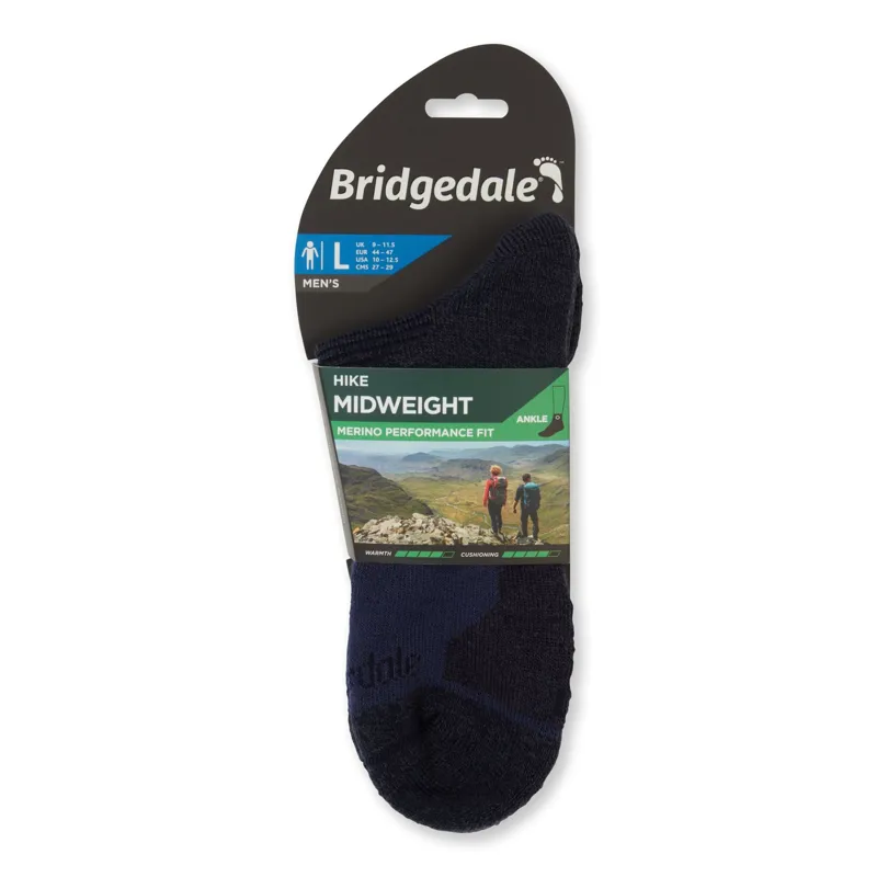 Bridgedale Hike Midweight Merino Ankle Socks Mens in Navy-2