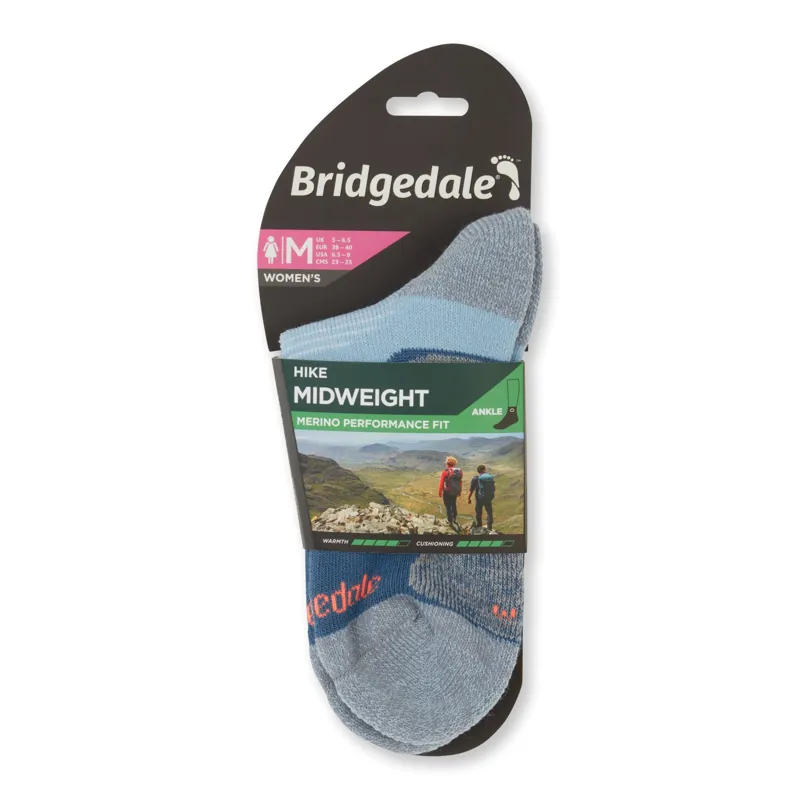 Bridgedale Hike Midweight Merino Performance Ankle Socks Womens Blue-2