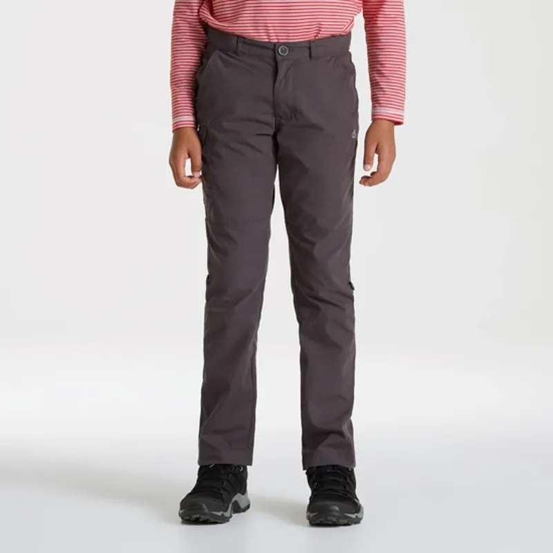 Craghoppers Kiwi Trousers II Kids in Black Pepper-1