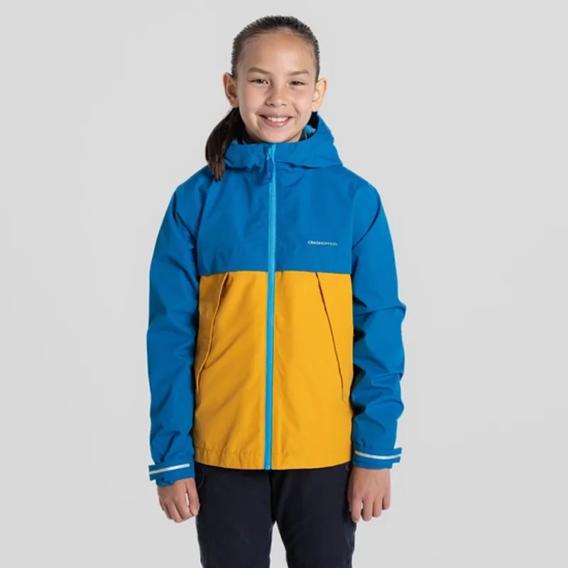 Craghoppers Fabre Waterproof Jacket Kids in Howlite Blue/Warbler Yellow-2