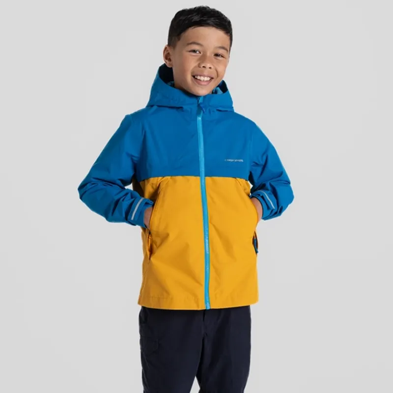 Craghoppers Fabre Waterproof Jacket Kids in Howlite Blue/Warbler Yellow-3