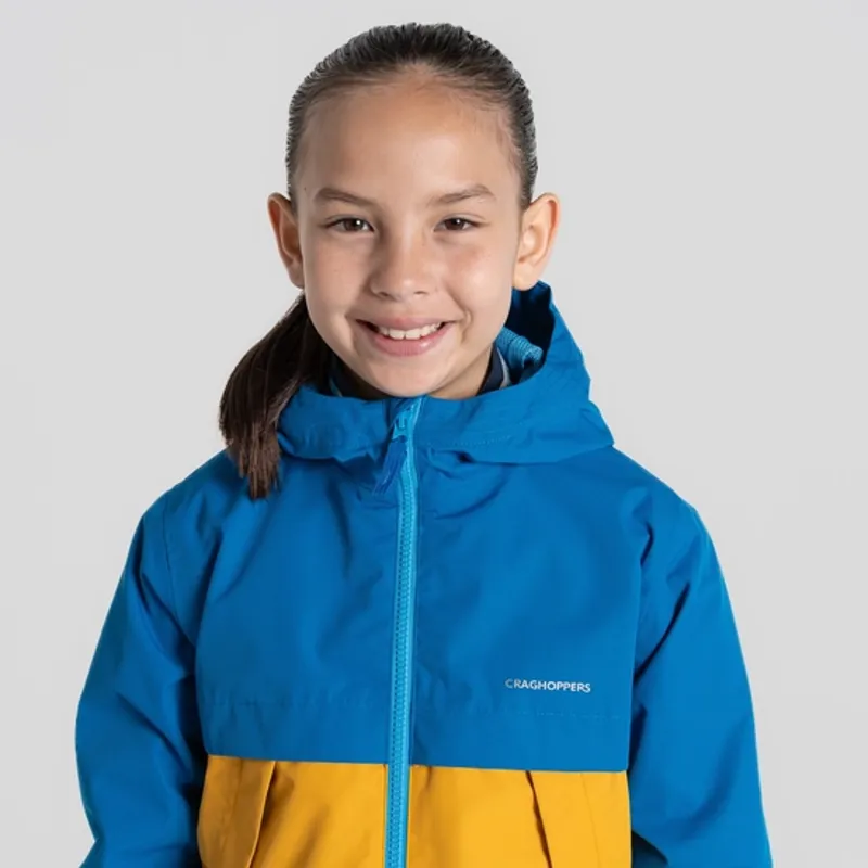 Craghoppers Fabre Waterproof Jacket Kids in Howlite Blue/Warbler Yellow-7