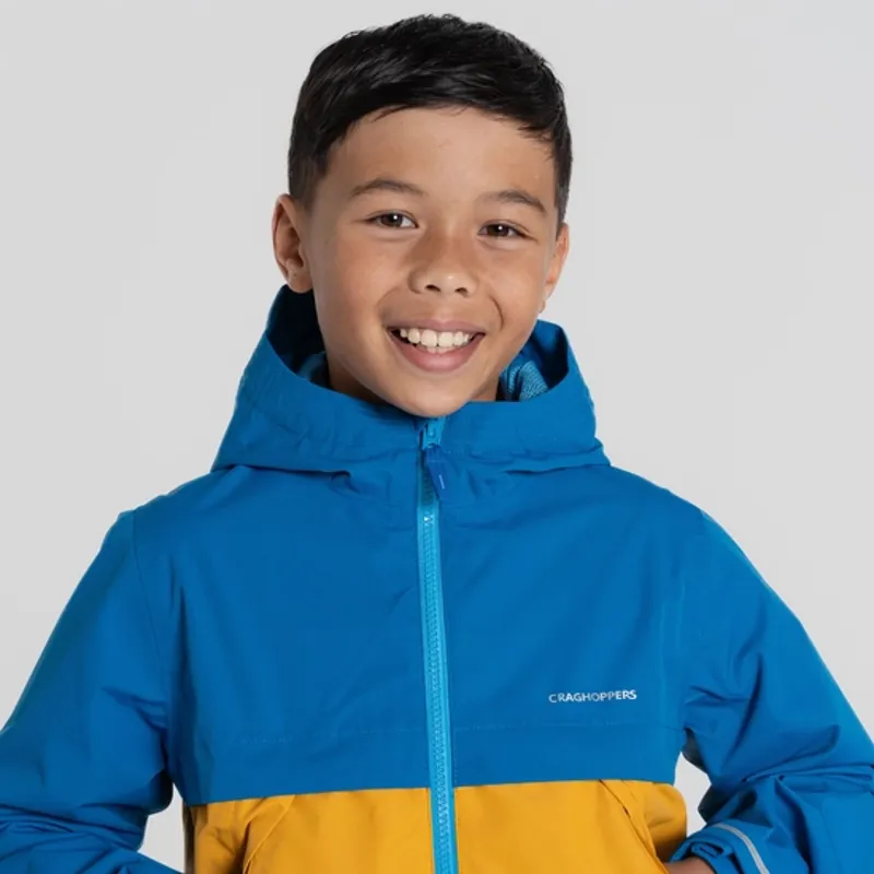 Craghoppers Fabre Waterproof Jacket Kids in Howlite Blue/Warbler Yellow-9