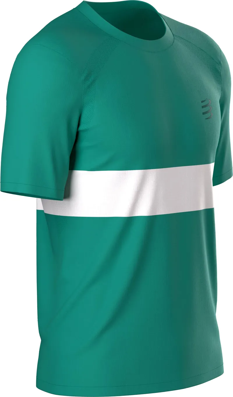 Compressport Performance Short Sleeve Tee Mens in Shady Glade/White-1