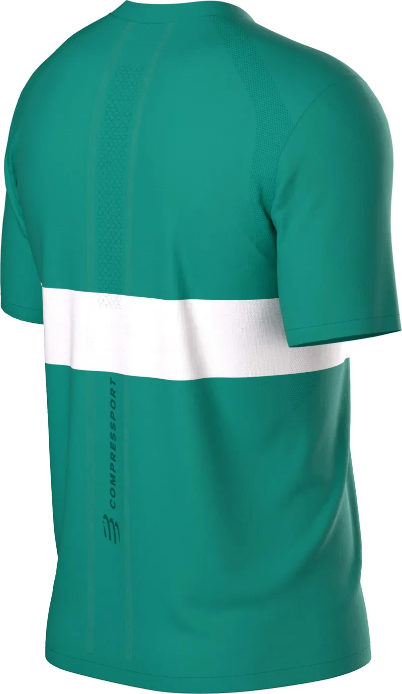 Compressport Performance Short Sleeve Tee Mens in Shady Glade/White-5