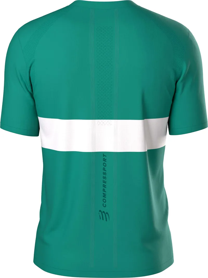 Compressport Performance Short Sleeve Tee Mens in Shady Glade/White-6