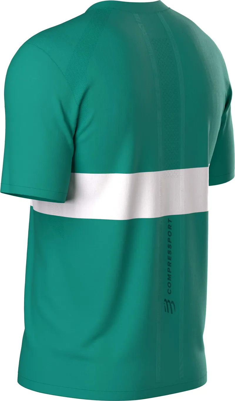 Compressport Performance Short Sleeve Tee Mens in Shady Glade/White-7