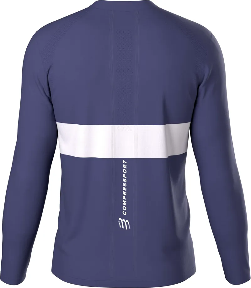 Compressport Performance Long Sleeve T-Shirt Mens in Peacoat/White-4
