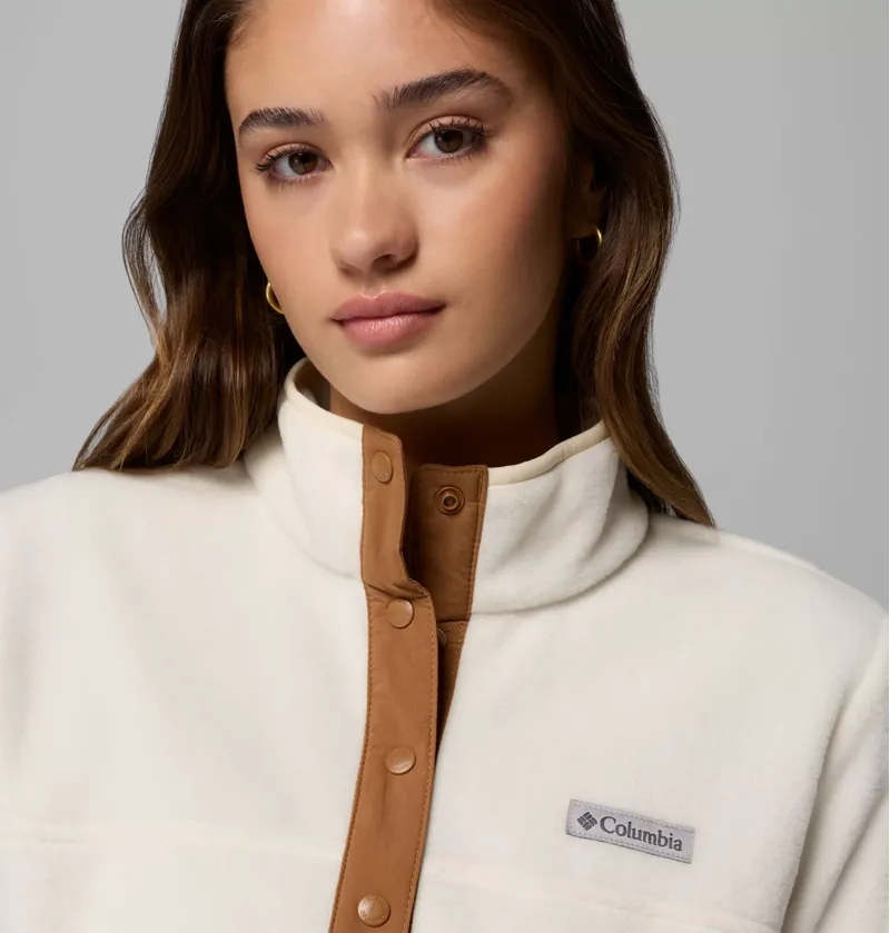 Columbia Benton Springs 1/2 Snap Pull Over II Womens in Chalk/Camel Brown-5