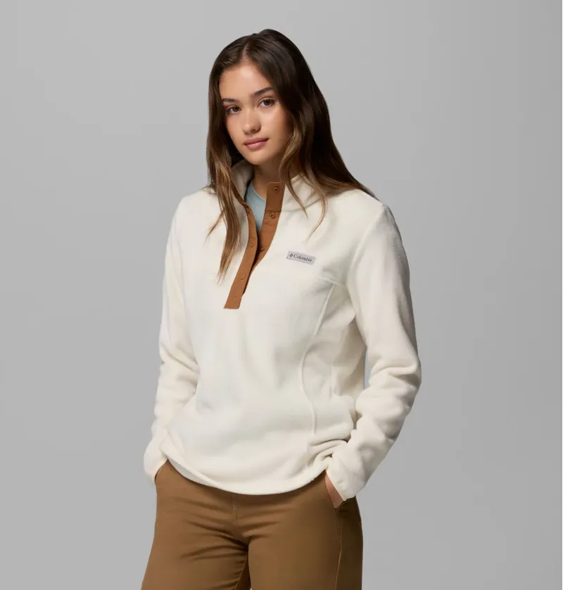 Columbia Benton Springs 1/2 Snap Pull Over II Womens in Chalk/Camel Brown-6