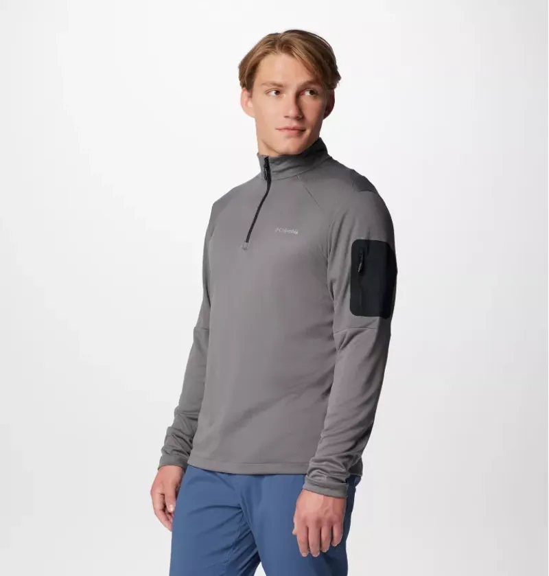 Columbia Columbia Tech Knit 1/4 Zip Mens in City Grey/Black-2