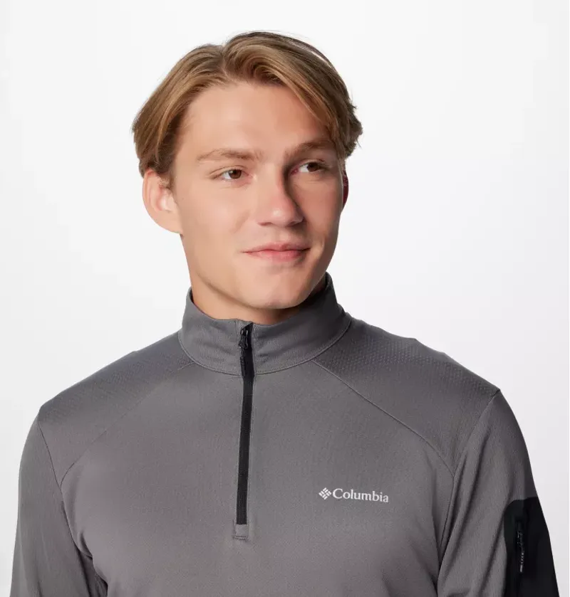 Columbia Columbia Tech Knit 1/4 Zip Mens in City Grey/Black-4