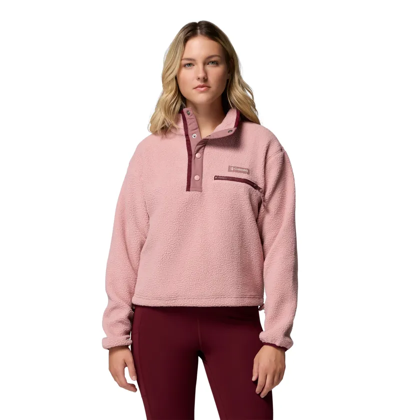 Columbia Helvetia II Cropped Half Snap Fleece Womens Eraser Pink/Fig