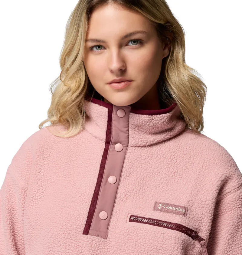Columbia Helvetia II Cropped Half Snap Fleece Womens Eraser Pink/Fig-3