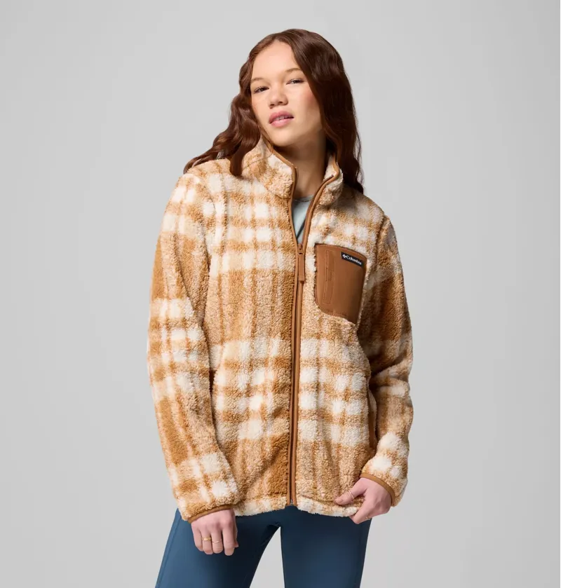Columbia Womens West Bend Print Full Zip II Camel Brown Herringplaid-5