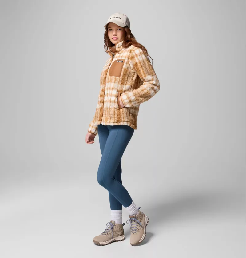 Columbia Womens West Bend Print Full Zip II Camel Brown Herringplaid-8
