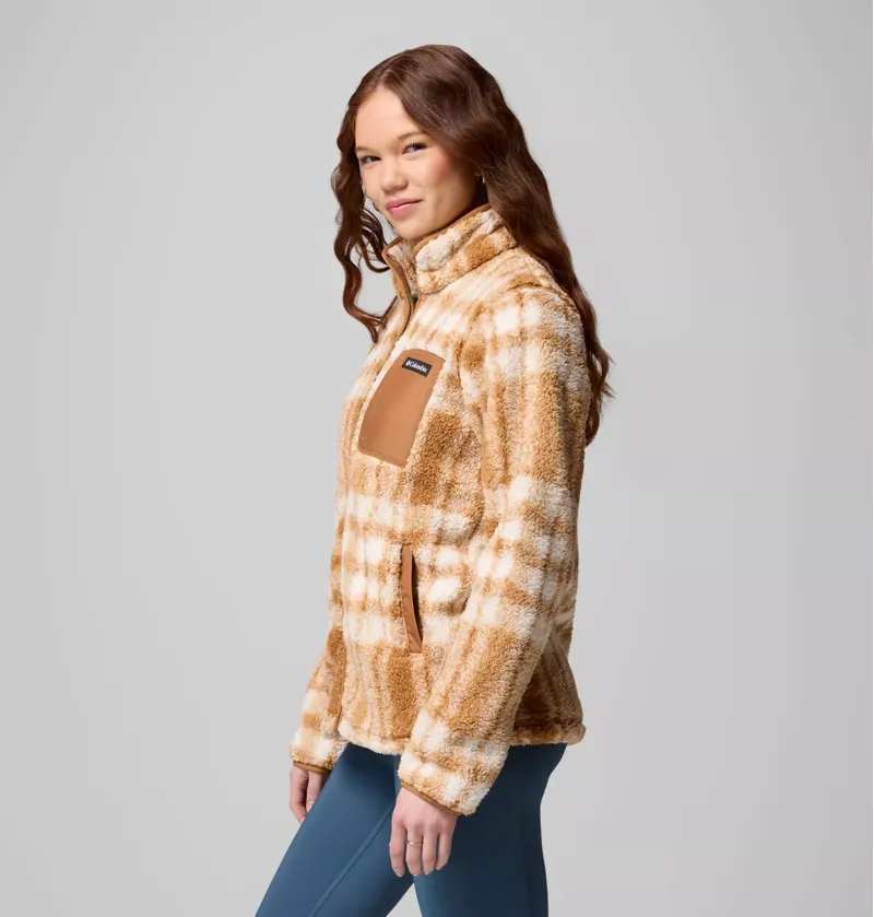Columbia Womens West Bend Print Full Zip II Camel Brown Herringplaid-4
