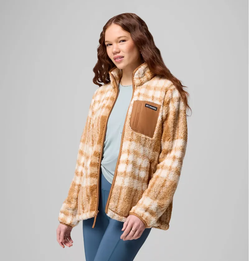 Columbia Womens West Bend Print Full Zip II Camel Brown Herringplaid-1