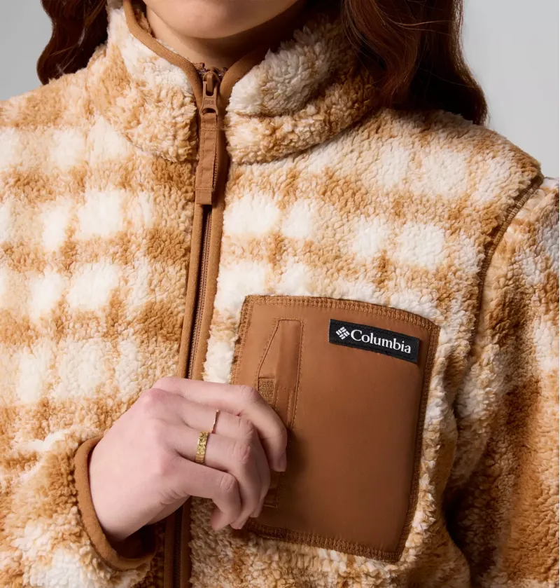 Columbia Womens West Bend Print Full Zip II Camel Brown Herringplaid-10