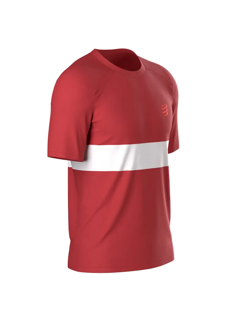 Compressport Performance Short Sleeve Tee Mens in Pompeian Red/White-2